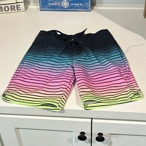 Multicolor Gradient Striped Shorts